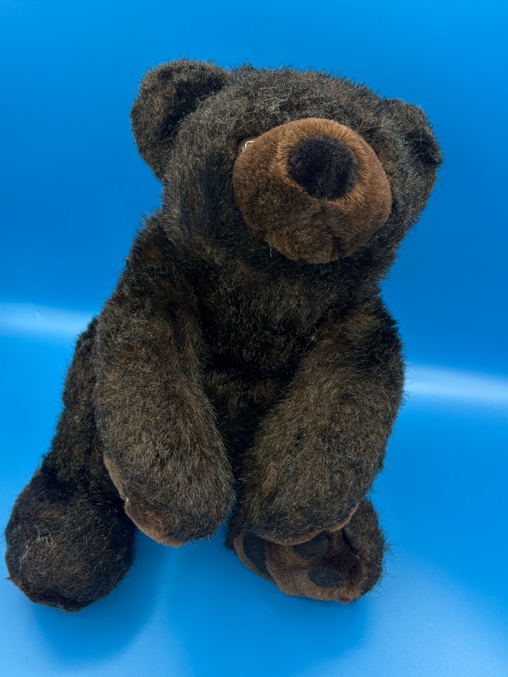 Brown Black Russ Berrie Ozark Bear Cub Plush Shaggy Stuffed Animal Toy